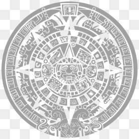 Black And White Mayan Calendar, HD Png Download - aztec calendar png