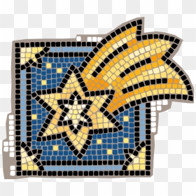 Vector Illustration Of Decorative Mosaic Shooting Star - Shooting Star Mosaic, HD Png Download - star of bethlehem png