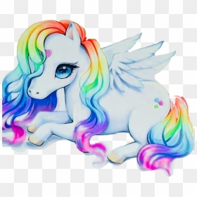 Unicorn Rainbow Anime Kawaii Chibi Freetoedit - Cute Unicorn Drawing, HD Png Download - rainbow unicorn png
