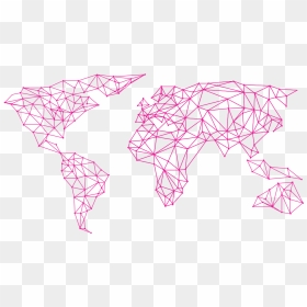 World Map Pink - Geometric Map Of The World, HD Png Download - pink line png