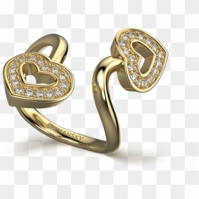 Two Hearts Twisted Pave Ring 18k Yellow Gold - Body Jewelry, HD Png Download - two hearts png