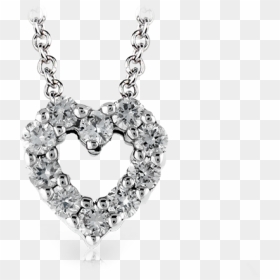 14kw Diamond Heart Pendant - Necklace, HD Png Download - diamond heart png