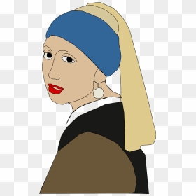Woman With Pearl Clipart - Girl With A Pearl Earring Cartoon, HD Png Download - pearl necklace clipart png