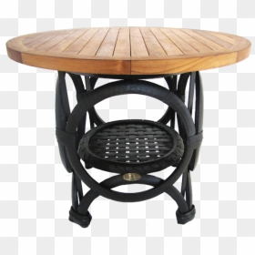 01 Teak Tyre Cafe Table Round - Outdoor Table, HD Png Download - cafe table png
