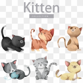 Cute Dog Illustration Cat Vector Kitten Cartoon Clipart - Cat Cute Cartoon, HD Png Download - cute kitten png