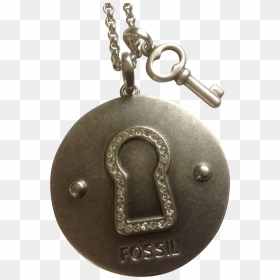 Fossil Brand Silver Tone Diamond Rhinestone Keyhole - Chain, HD Png Download - key hole png