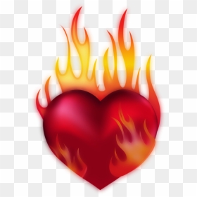 Heart Clipart Fire - Clip Art Heart On Fire, HD Png Download - fire heart png