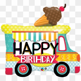 Adorable Ice Cream Truck Shaped Birthday Balloon - Happy Birthday Ice Cream Truck, HD Png Download - ice cream truck png