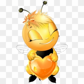 Bee Cartoon Pic With Heart, HD Png Download - bee emoji png