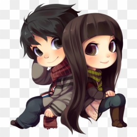 Transparent Manga Clipart - Cute Cartoon Couple Dp For Whatsapp, HD Png Download - anime chibi png