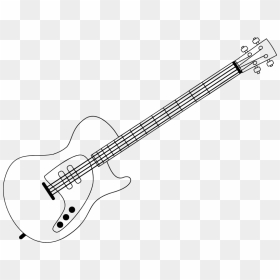 Guitar 2 - Bass Guitar Black And White Outline, HD Png Download - guitar outline png