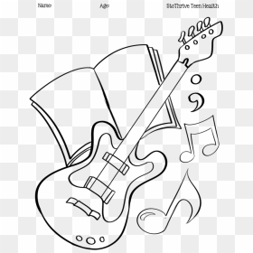 Guitar Outline Png - Drawing Musical Instruments Outline, Transparent Png - guitar outline png