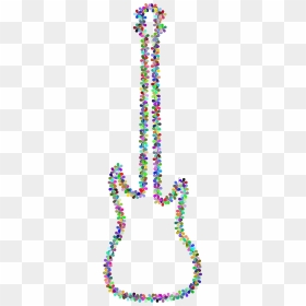 Prismatic Floral Guitar Outline Clip Arts - Portable Network Graphics, HD Png Download - guitar outline png