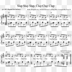 Slap Slap Slap, Clap Clap Clap Sheet Music For Piano - Sheet Music, HD Png Download - slap png