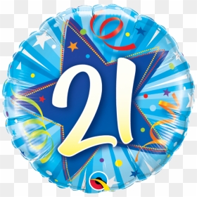 Happy 21st Birthday Blue Gold Ballon, HD Png Download - shining star png