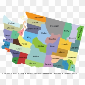 Map Of Washington State - Washington State Map Counties Vector, HD Png Download - washington state png