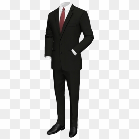 Black Wool Suit - Black Suit Red Pocket Square, HD Png Download - black suit png
