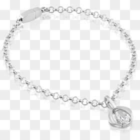 Sterling Silver Chain Bracelet With Blossom Pendant - Bracelet, HD Png Download - silver chain png
