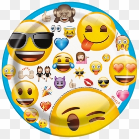 Emoji Paper Plate Small - Emoji Plates, HD Png Download - celebration emoji png