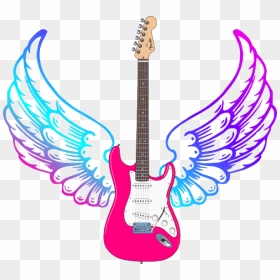Angel Wings Clipart Png, Transparent Png - guitar outline png