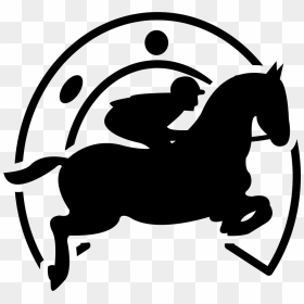 Jumping Horse With Jockey In Front Of A Horseshoe - Horse Shoe Racing Clip Art, HD Png Download - horse shoe png