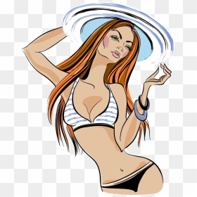 Girl Is Stripy Bikini Adult Wall Sticker - Cartoon, HD Png Download - bikini girl png