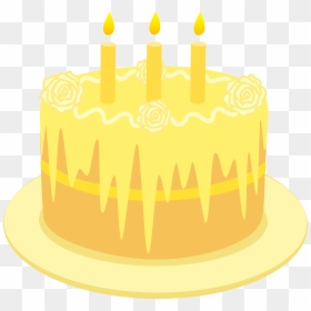 Lemon Birthday Cake With Candles - Yellow Birthday Cake Png, Transparent Png - cake clipart png