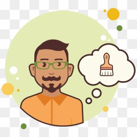 Man With Paint Brush Icon - People Thinking Icon Png, Transparent Png - paint brush icon png