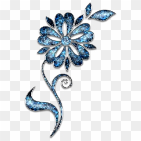 Blue And Silver Flowers Png, Transparent Png - blue ornament png
