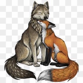 Fox And Wolf Drawing, HD Png Download - red wolf png
