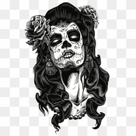 Dia De Los Muertos Black And White, HD Png Download - dia de los muertos skull png
