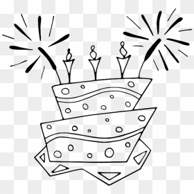 Black, Flat, Food, Cake, Outline, White, Cartoon, Free - Birthday Cake Clip Art, HD Png Download - pokeball outline png