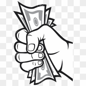 Drawing Money Bag Banknote - Hand Holding Money Vector, HD Png Download - hand vector png