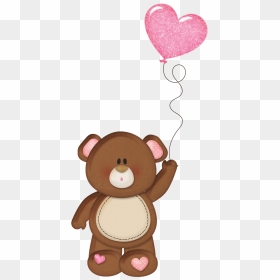 Brown Teddy With Pink Heart Balloon Png Clipart - Bear Balloon Clipart, Transparent Png - teddy bear clipart png