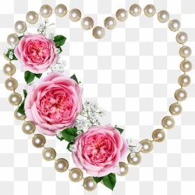 Heart, Pearls, Roses, Decoration - Romantic Good Night Flowers, HD Png Download - rose frame png