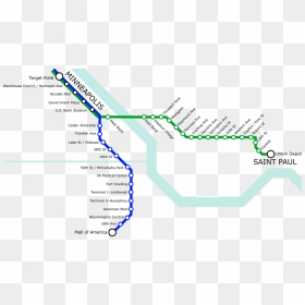 Metro Light Rail Lines Only - Minnesota Green And Blue Line Map, HD Png Download - blue lines png
