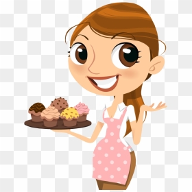Pin By Marina ♥♥♥ On Doces, Sorvetes,bolos Iii - Woman Holding Food Cartoon, HD Png Download - cake clipart png