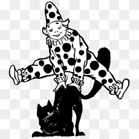 Clown Jumping Over Cat Clip Arts - Jump Clown Clip Art White And Black, HD Png Download - jumping cat png