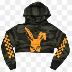 Bad Bunny Cropped Hoodie In Camo - Hoodie, HD Png Download - bad bunny png