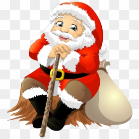 Santa With Bag Png Clipart - Happy Christmas Stickers For Whatsapp, Transparent Png - santa clause png