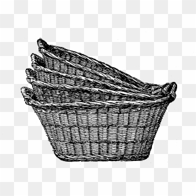 Laundry Drawing Clothes Basket - Vintage Laundry Hanger Clip Art, HD Png Download - laundry basket png