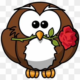 Owl With Rose Clip Arts - Nocturnal Animals Clipart, HD Png Download - cartoon rose png