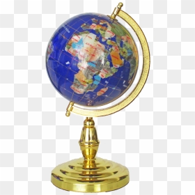 Gemstone Globe Tabletop 15cm Blue Lapis Single Leg - Gemstone Globe, HD Png Download - gold globe png