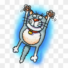 Grey Cat Jumping Mug - Cartoon, HD Png Download - jumping cat png