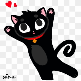 Jumping Black Cat - Domestic Short-haired Cat, HD Png Download - jumping cat png