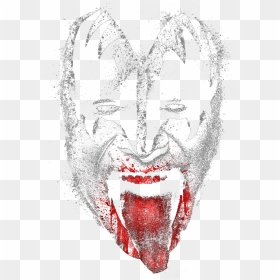 Kiss Demon Face Juniors V Neck T Shirt - Demon Face Transparent Png, Png Download - demon face png