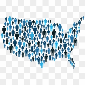Map Of The United States Made Of Silhouettes Of People - Census 2020, HD Png Download - united states silhouette png