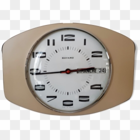 Beige Formica Vintage Clock With Date - Wall Clock, HD Png Download - vintage clock png