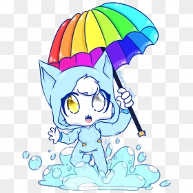 Neko Jumping Into A Puddle Of Water Stick-cat By @nekophy - Water Chibi, HD Png Download - water puddle png