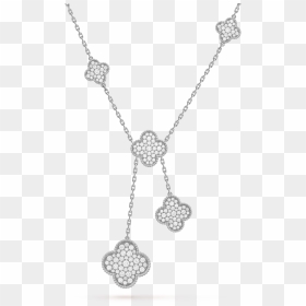 Van Cleef Alhambra Diamond Necklace , Png Download - Van Cleef En Arpels Silver Earrings, Transparent Png - diamond necklace png